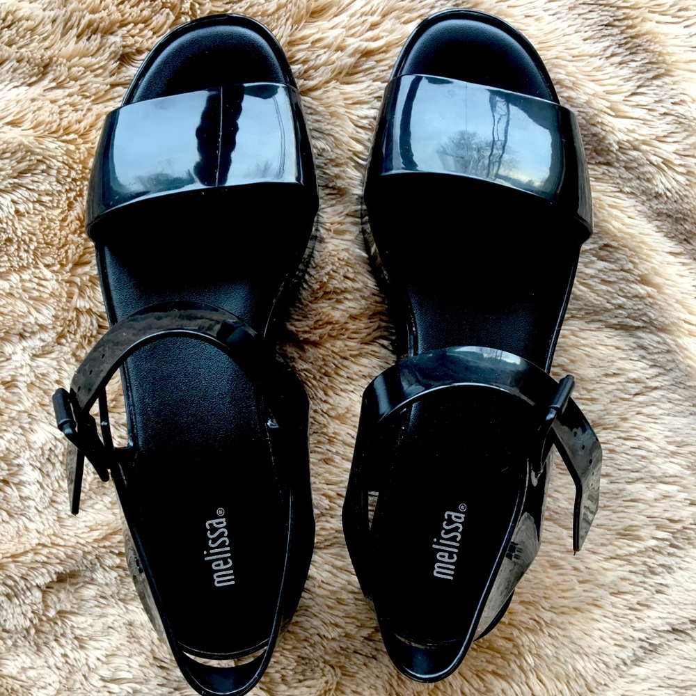 Melissa Shoes Patent Black Platform Sandals